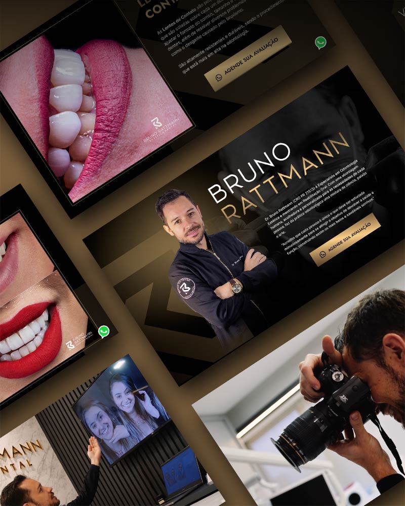 Dr. Bruno Rattmann: Lentes de Contato Dental, Curitiba - PR. Branding, Webdesign, Assessoria de Marketing Digital.