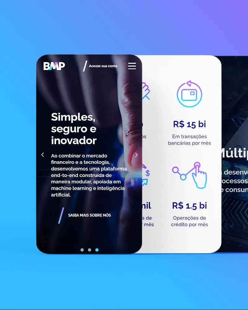 BMP: O Banco das Fintechs, São Paulo - SP. Webdesign.