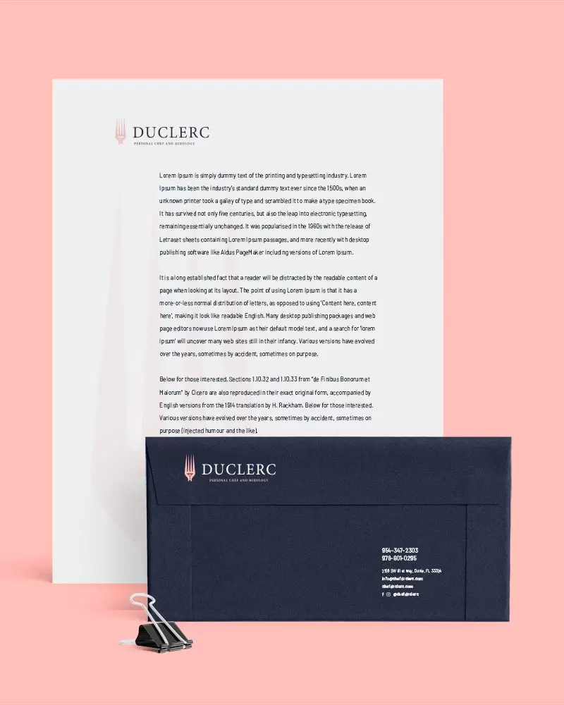 Duclerc: Personal Chef & Mixology, Miami - EUA. Branding, Webdesign.